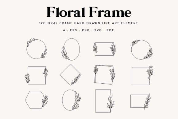Discover the Versatility of 12 Floral Line Art Frame Clipart for Your Creative Projects