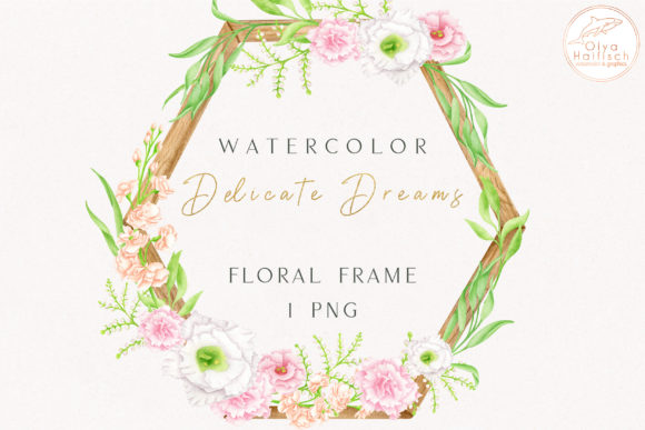 Enhance Your Designs with Watercolor Hexagon Floral Frame