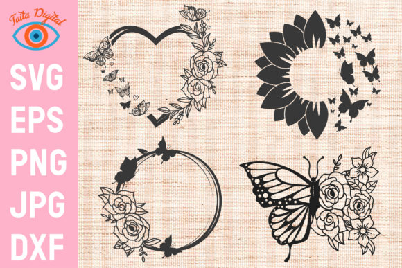 Floral Butterfly Silhouette SVG Graphics