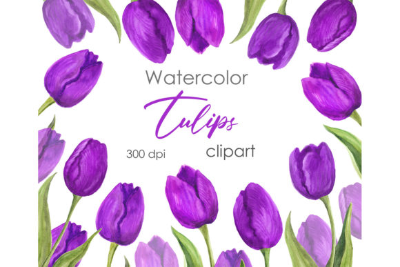 Floral Clipart: Watercolor Tulip Clipart for Creative Projects
