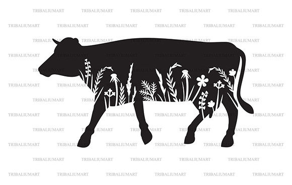 Floral Cow Grass Silhouettes: A Versatile Tool for Creative Projects
