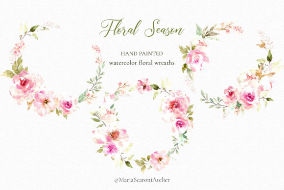 Floral Season - Watercolor Wreaths: A Delicate and Romantic Touch for Your Creative Projects