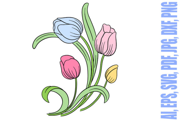 Flower Bouquet Floral Tulips Line Art: A Delicate and Versatile Design Choice