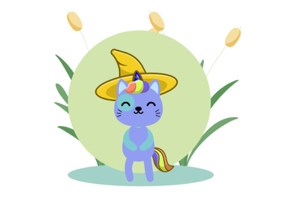 Unicorn Cats Fantasy Floral Background