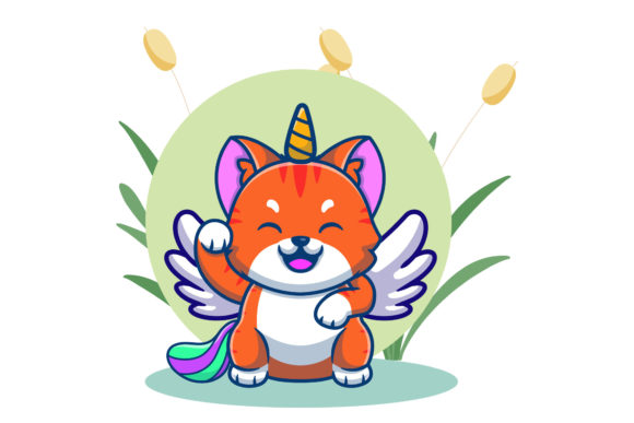 Unleash Creativity with Unicorn Cute Cat Illustration Floral